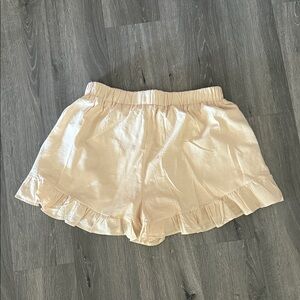 Elegant High Waist Cream Ruffle Shorts